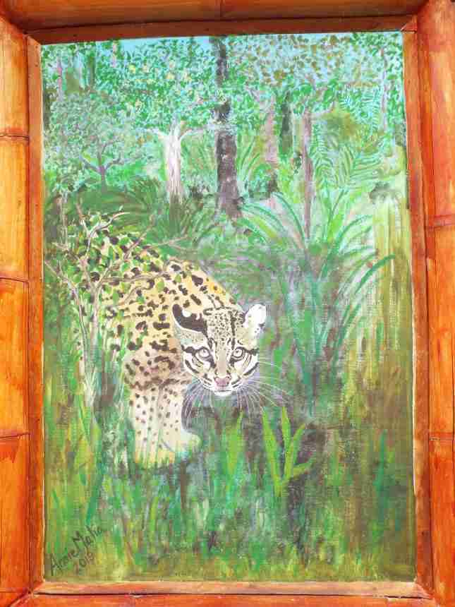 Pintura de tigrillo por Anniemalia. Artista en Vilcabamba
